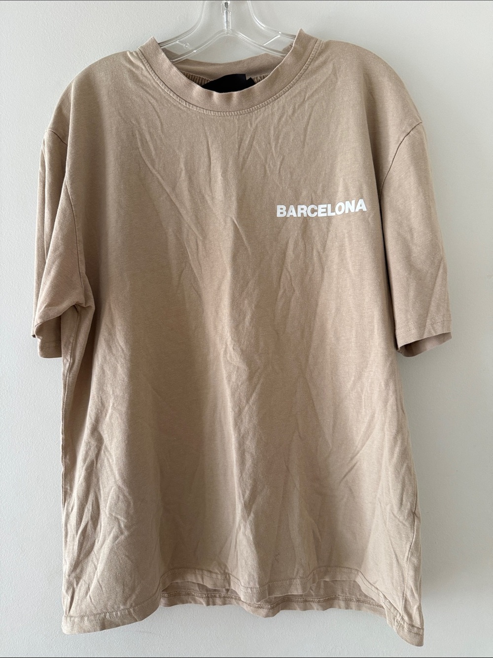 Barcelona Logo Short Sleeve Tee in Tan